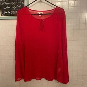Maurice’s Red Sheer blouse with bell sleeves